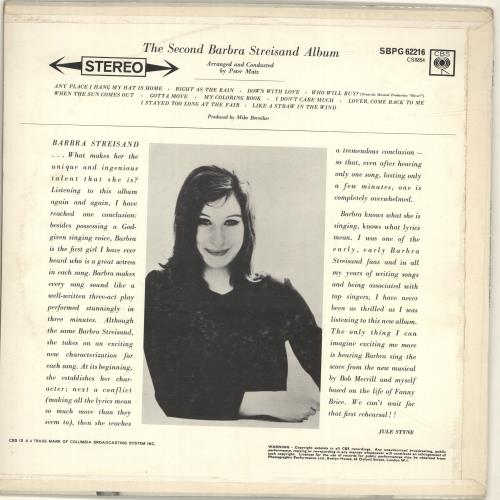 Barbra Streisand The Second Barbra Streisand Album vinyl LP album (LP record) UK BARLPTH351403
