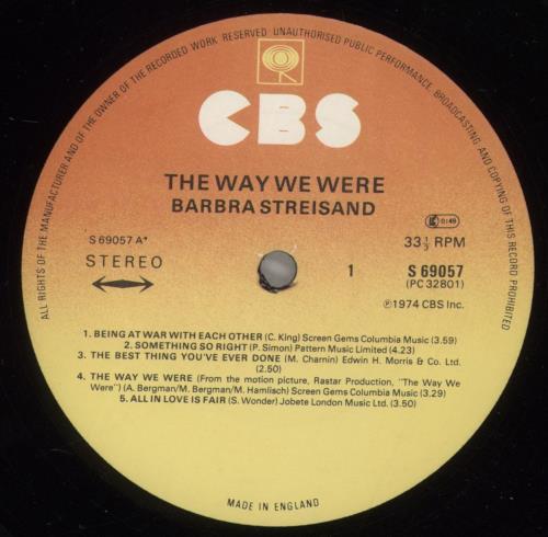 Barbra Streisand The Way We Were - Mislabeled vinyl LP album (LP record) UK BARLPTH879518