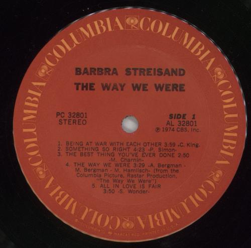Barbra Streisand The Way We Were vinyl LP album (LP record) US BARLPTH859380