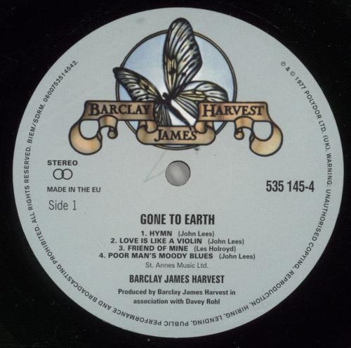 Barclay James Harvest Gone To Earth vinyl LP album (LP record) UK BJHLPGO871651