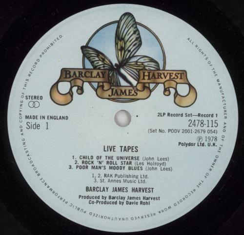 Barclay James Harvest Live Tapes 2-LP vinyl record set (Double LP Album) UK BJH2LLI243874