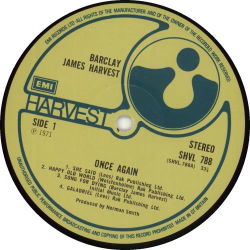 Barclay James Harvest Once Again - 3rd - EX vinyl LP album (LP record) UK BJHLPON384544