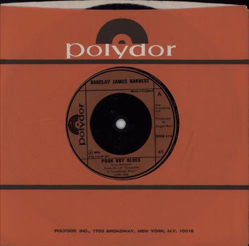 Barclay James Harvest Poor Boy Blues 7" vinyl single (7 inch record / 45) UK BJH07PO750522