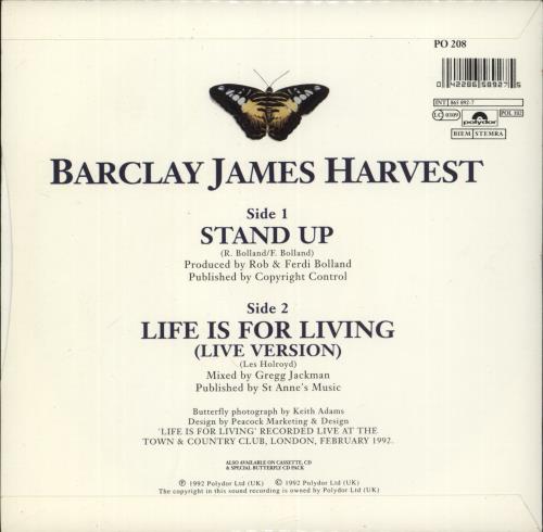Barclay James Harvest Stand Up 7" vinyl single (7 inch record / 45) UK BJH07ST699957