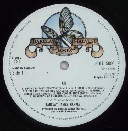 Barclay James Harvest XII vinyl LP album (LP record) UK BJHLPXI147662