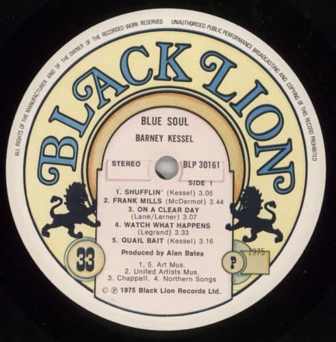 Barney Kessel Blue Soul vinyl LP album (LP record) UK BC0LPBL874626