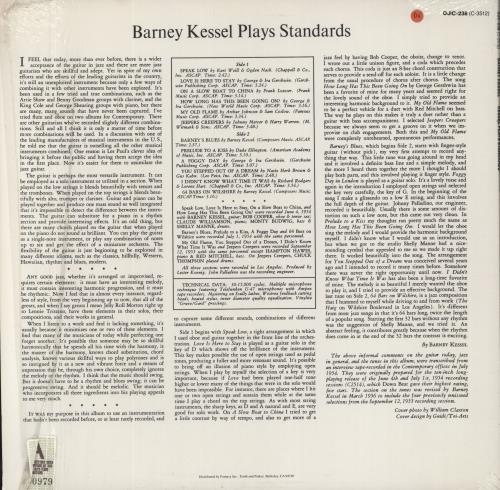 Barney Kessel Kessel Plays Standards vinyl LP album (LP record) US BC0LPKE811762