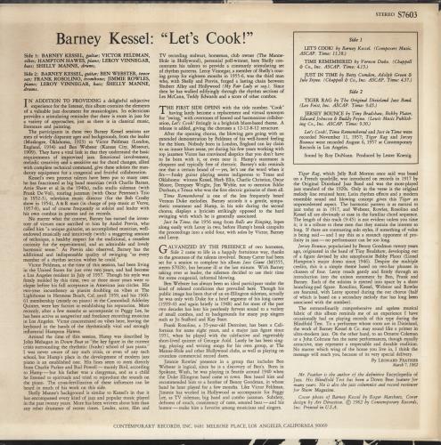 Barney Kessel Let's Cook! vinyl LP album (LP record) US BC0LPLE599592