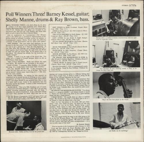 Barney Kessel Poll Winners Three! vinyl LP album (LP record) US BC0LPPO565627