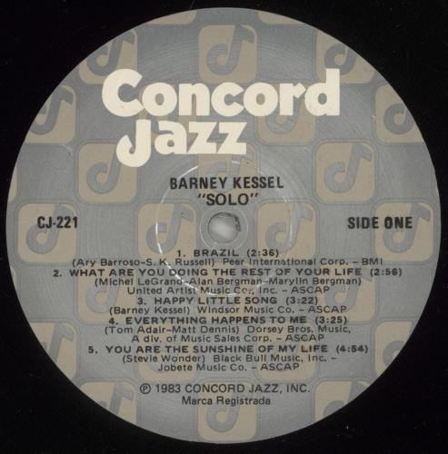 Barney Kessel Solo vinyl LP album (LP record) US BC0LPSO875541
