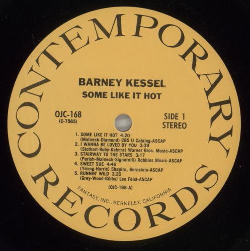 Barney Kessel Some Like It Hot vinyl LP album (LP record) US BC0LPSO875615