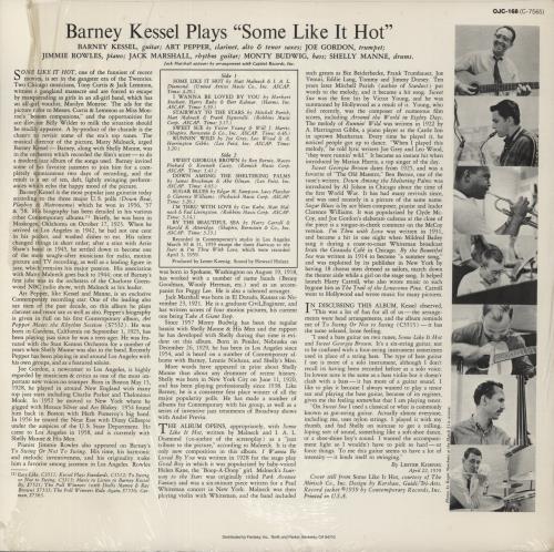 Barney Kessel Some Like It Hot vinyl LP album (LP record) US BC0LPSO875615