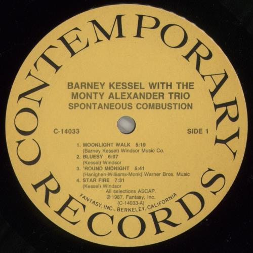 Barney Kessel Spontaneous Combustion vinyl LP album (LP record) US BC0LPSP565280