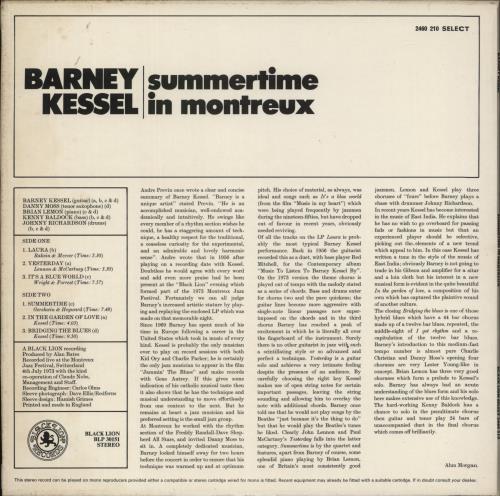 Barney Kessel Summertime In Montreux vinyl LP album (LP record) UK BC0LPSU607718