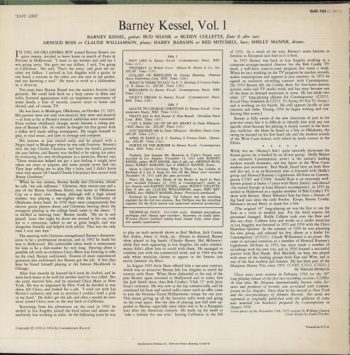 Barney Kessel Volume 1: Easy Like vinyl LP album (LP record) US BC0LPVO682437