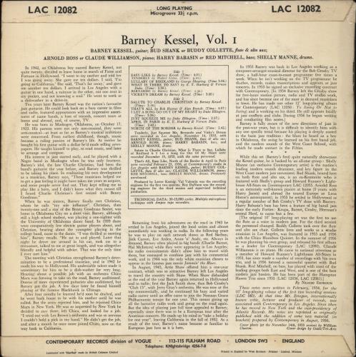 Barney Kessel Volume One vinyl LP album (LP record) UK BC0LPVO527837