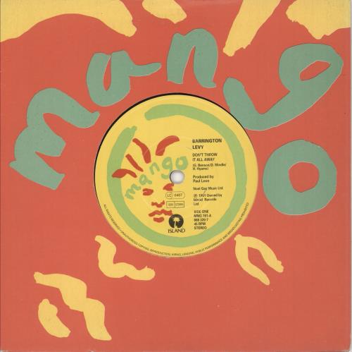 Barrington Levy Don't Throw It All Away 7" vinyl single (7 inch record / 45) UK B0Q07DO737036