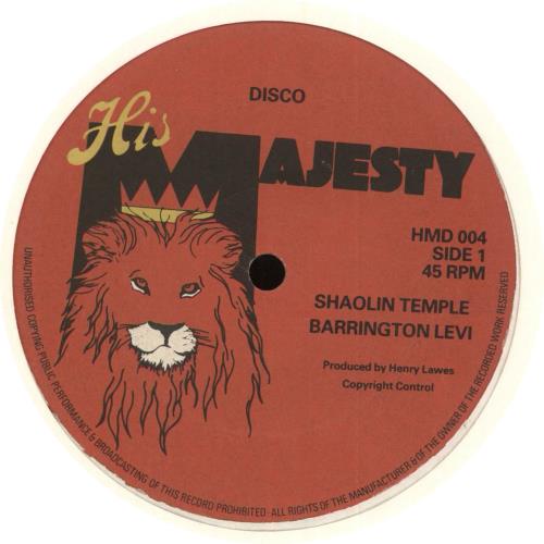Barrington Levy Shaolin Temple 12" vinyl single (12 inch record / Maxi-single) UK B0Q12SH711507