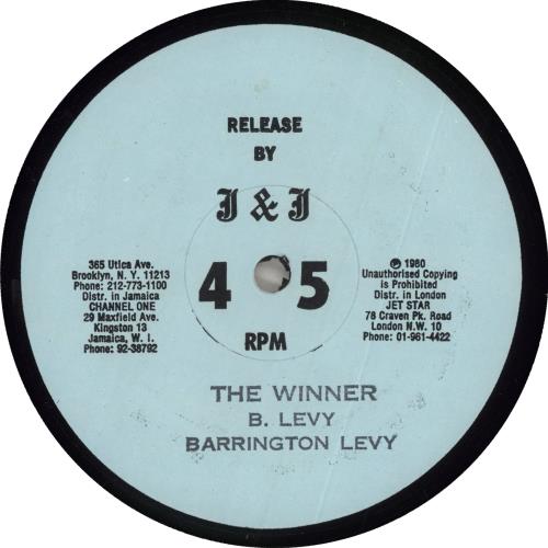 Barrington Levy The Winner 12" vinyl single (12 inch record / Maxi-single) US B0Q12TH716032