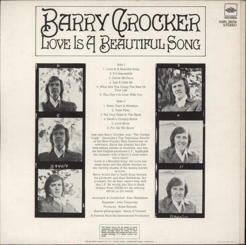 Barry Crocker Love Is A Beautiful Song vinyl LP album (LP record) UK B5CLPLO873950