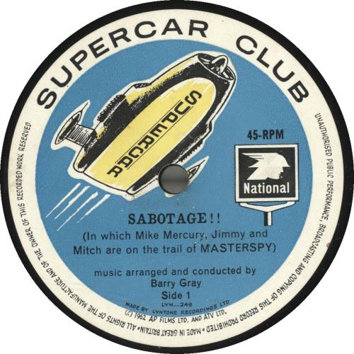 Barry Gray Sabotage / Supercar Song / Supercar Twist 7" vinyl single (7 inch record / 45) UK BZY07SA696474