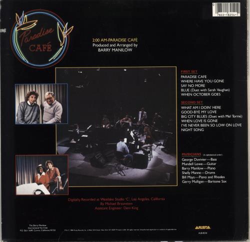 Barry Manilow 2.00am Paradise Cafe vinyl LP album (LP record) US MNLLPAM709983