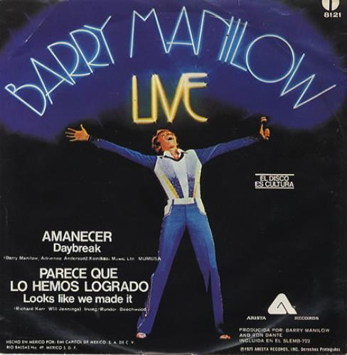 Barry Manilow Amanecer 7" vinyl single (7 inch record / 45) Mexican MNL07AM242627