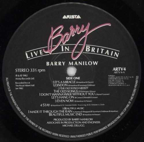Barry Manilow Barry Live In Britain vinyl LP album (LP record) UK MNLLPBA556958