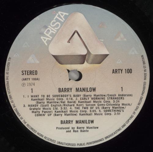 Barry Manilow Barry Manilow vinyl LP album (LP record) UK MNLLPBA637854
