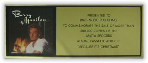 Barry Manilow Because It's Christmas award disc US MNLAWBE410042
