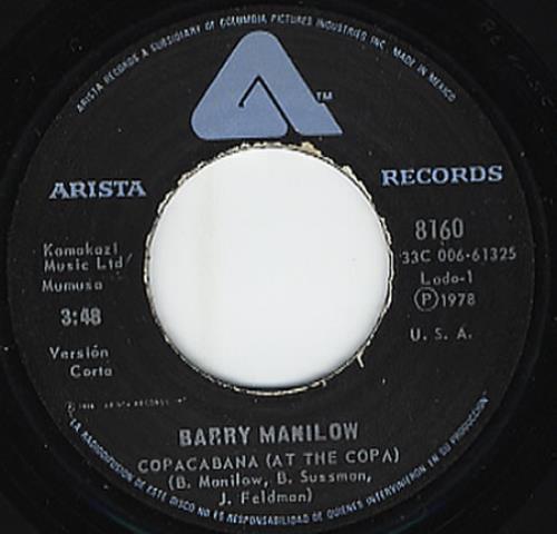 Barry Manilow Copacabana 7" vinyl single (7 inch record / 45) Mexican MNL07CO354534