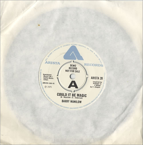 Barry Manilow Could It Be Magic 7" vinyl single (7 inch record / 45) UK MNL07CO213316