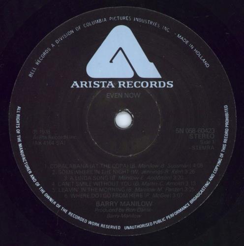 Barry Manilow Even Now vinyl LP album (LP record) Dutch MNLLPEV800198