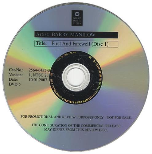 Barry Manilow First And Farewell promo DVD-R UK MNLDRFI395364