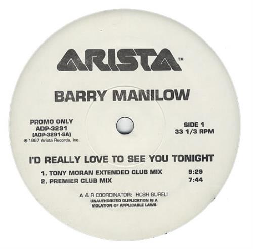 Barry Manilow I'd Really Like To See You Tonight 12" vinyl single (12 inch record / Maxi-single) US MNL12ID93948