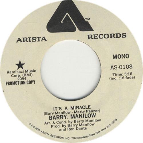 Barry Manilow It's A Miracle 7" vinyl single (7 inch record / 45) US MNL07IT280215