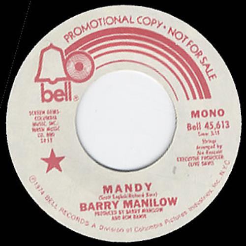 Barry Manilow Mandy 7" vinyl single (7 inch record / 45) US MNL07MA303651