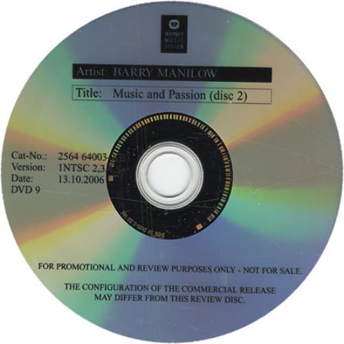 Barry Manilow Music And Passion promo DVD-R UK MNLDRMU408047