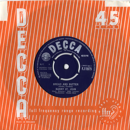 Barry St. John Bread And Butter 7" vinyl single (7 inch record / 45) UK 1BJ07BR604234