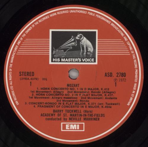 Barry Tuckwell Mozart: The Four Horn Concertos vinyl LP album (LP record) UK II9LPMO752839