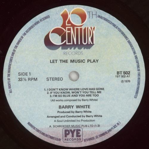 Barry White Let The Music Play vinyl LP album (LP record) UK BRWLPLE334773