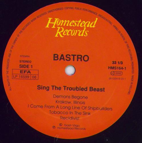 Bastro Sing The Troubled Beast vinyl LP album (LP record) Dutch E2ULPSI829370