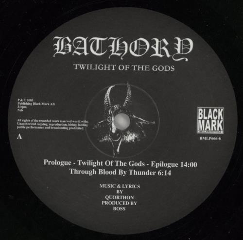 Bathory Twilight Of The Gods - 180g 2-LP vinyl record set (Double LP Album) Swedish E072LTW868477