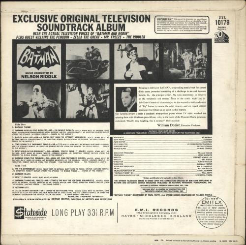 Batman Batman Original TV Soundtrack Album vinyl LP album (LP record) UK B&RLPBA698656