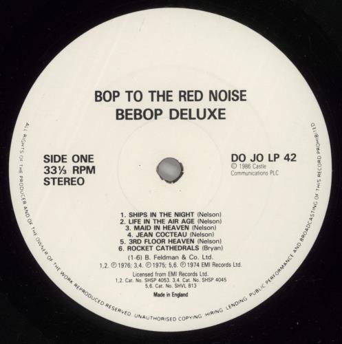 Be Bop Deluxe Bop To The Red Noise vinyl LP album (LP record) UK BEPLPBO546900