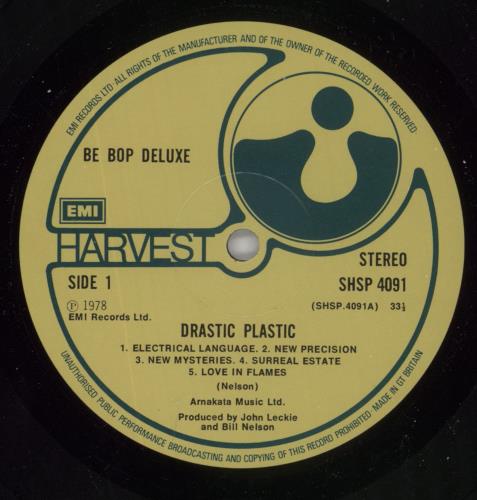 Be Bop Deluxe Drastic Plastic vinyl LP album (LP record) UK BEPLPDR251821