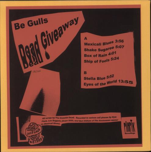 Be Gulls Dead Giveaway vinyl LP album (LP record) US 8NALPDE883890