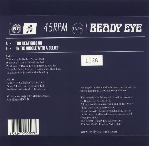 Beady Eye The Beat Goes On - Numbered 7" vinyl single (7 inch record / 45) UK B8A07TH865478
