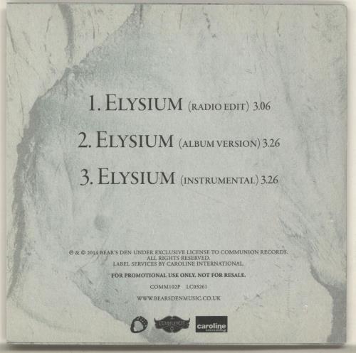Bear's Den Elysium CD single (CD5 / 5") UK F6AC5EL697811