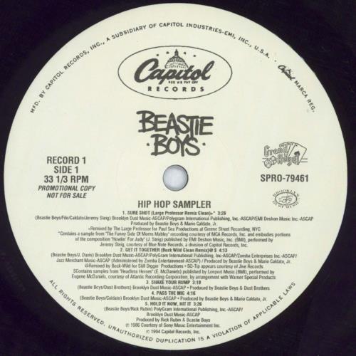 Beastie Boys Hip Hop Sampler 2-LP vinyl record set (Double LP Album) US BEA2LHI35991